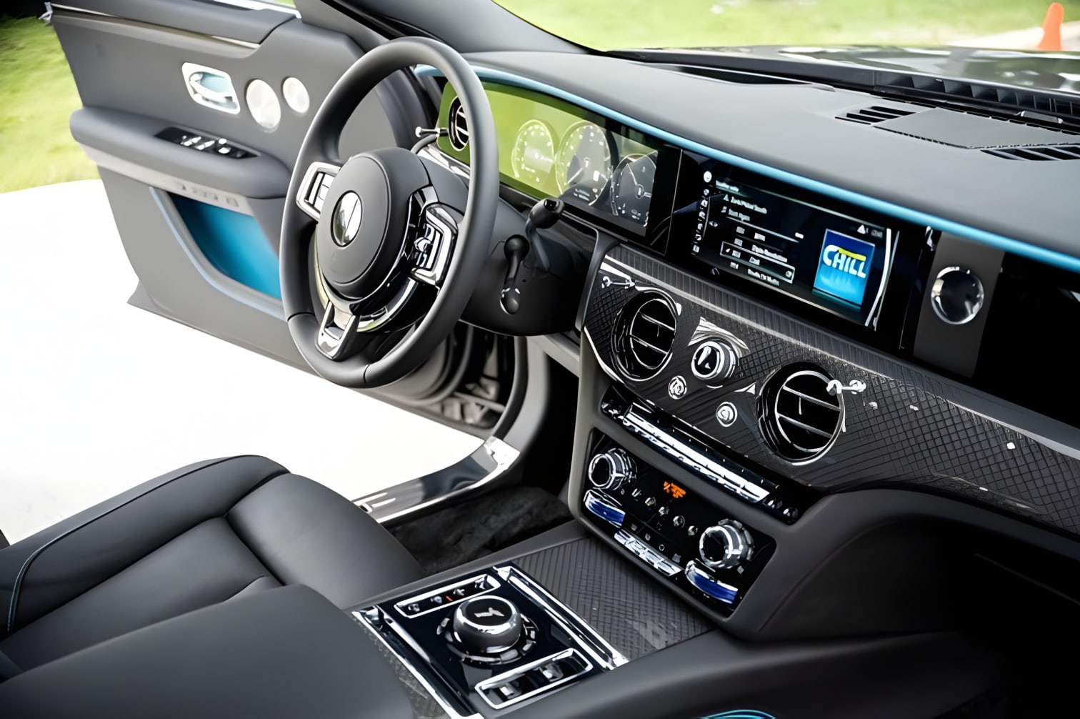Khoang lái Rolls-Royce Ghost Black Badge vô lăng và bảng đồng hồ